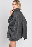 Hacci 2 tone Brushed cowl neck  Poncho