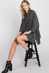 Hacci 2 tone Brushed cowl neck  Poncho