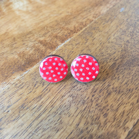 Small Red/Gold Dot Studs